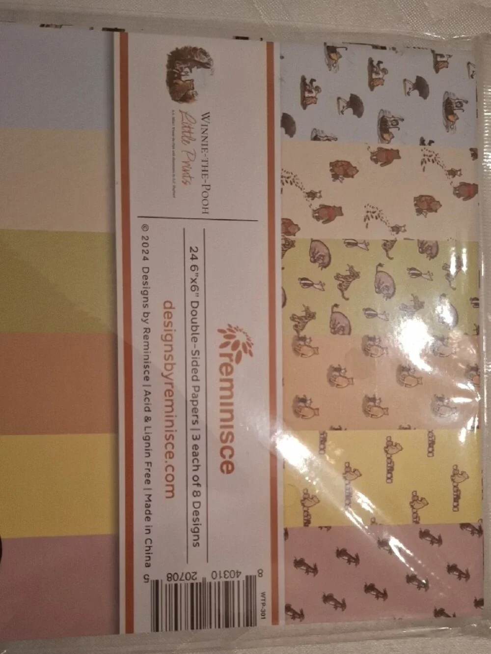 Winnie The Pooh Little Prints 6 X 6 Paper Pack, 24 Double Sided Papers, NIP